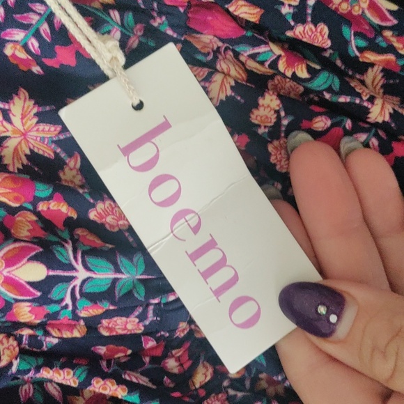 Anthropologie Boemo Maxi Dress Pink Blue Ruffle Tiered Long Sleeve Sz Small New - Picture 6 of 9